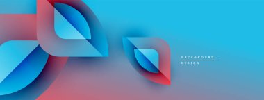 Soyut tasarım dalgalı şekiller, canlı mavi, kırmızı renkler içerir. Gradyan arka plan dinamik görsel efekt yaratır. Modern, temiz estetik.