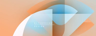 Soyut geometrik şekiller çakışıyor. Şeftali, mavi renkler dizaynın hakimi. Metin, arkaplan tasarımının merkezde konumlandığını okuyor. Minimalist estetik.