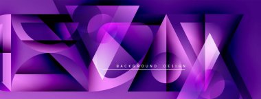 Soyut mor tasarım. Geometrik şekiller örtüşür, dinamik görsel efekt yaratır. Çeşitli projeler için modern arkaplan.