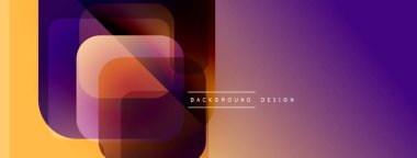 Soyut geometrik şekiller çakışıyor. Gradyan renk uyumu, mor, orangutan dinamik görsel efekt. Arka planlar için modern tasarım ögesi.