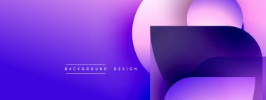 Soyut mor eğimli arkaplan. Üst üste binen şekiller dinamik görsel efekt yaratır. Dijital projeler için modern tasarım.