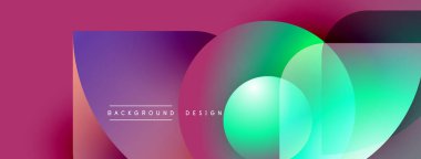 Soyut renkli tasarım, üst üste binen daireler, gradyanlar. Pembe, yeşil, mor renkler modern görsel etki yaratır. Metin arkaplan tasarımı okur.