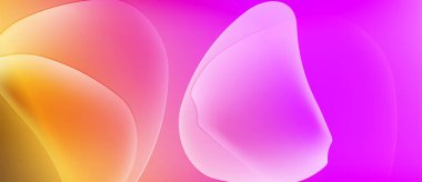 Soyut sıvı şekiller, canlı pembeler, sarılar, morlar harmanlanır. Yumuşak gradyanlar rüya gibi, modern görsel efektler yaratır. Yumuşak geçişler kompozisyona hakim..
