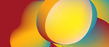 Soyut renkli şekiller harmanlanarak dinamik görsel etki yaratır. Yumuşak eğimler hareketi, sıcaklığı ve enerjiyi akla getiriyor. Bileşim modern, akışkan.