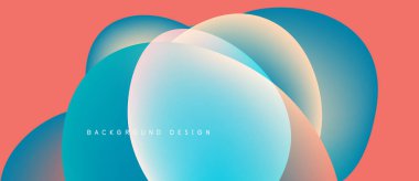 Soyut sıvı şekilleri örtüşür, canlı gradyanlar yaratır. Şeftali, mavi, altın rengi kusursuz bir şekilde harmanlanır. Modern tasarım ögesi.