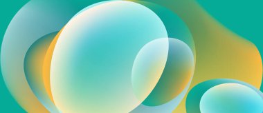 Üstüste binen şeffaf daireler içeren soyut bir kompozisyon. Renkler harmanlanmış, sarı, yeşil yumuşak eğimler yaratıyor. Minimalist tasarım akıcılığı ve derinliği çağrıştırıyor.