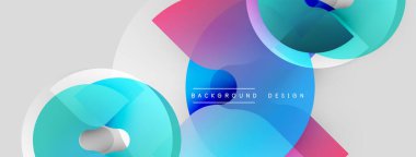 Soyut geometrik şekiller örtüşüyor, canlı renk eğimleri yaratıyor. Yumuşak mavi, pembe, mor renkli modern tasarım. Minimalist estetik.