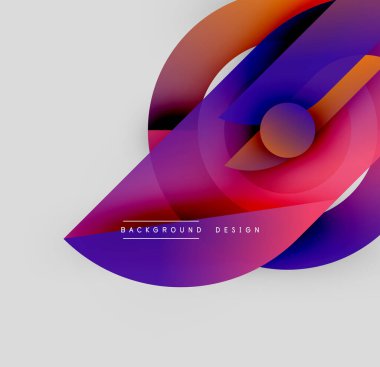 Soyut renkli şekiller çakışıyor. Gradyan renkler harmanlanarak, dinamik görsel efekt yaratır. Arka planlar için modern tasarım ögesi.