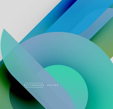 Soyut katmanlar akışkan şekiller yaratır. Mavi, yeşil renkler kompozisyona hakim. Yumuşak eğimler görsel derinlik, modern estetik sunar.