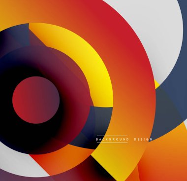 Soyut çemberler çakışıyor, canlı gradyanlar yaratıyor. Sıcak renkler baskın, havalı aksanlarla. Arka planlar için modern tasarım ögesi.