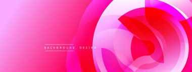 Soyut pembe tasarım. Üst üste binen daireler dinamik akış yaratıyor, modern estetik. Gradyan gölgeler derinlik ve görsel ilgi ekler.