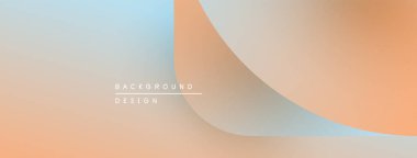 Soyut gradyanlar yumuşak turuncu ve mavi renkleri harmanlarlar. Minimum metin kompozisyon içerisindeki arkaplan tasarımını okur. Düz şekiller modern hisler yaratır..