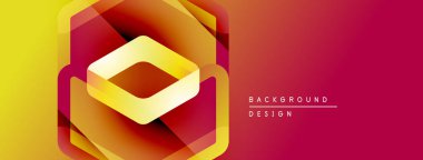 Soyut geometrik tasarım. Sarı, turuncu, kırmızı renkler katmanlı etki yaratır. Dijital projeler için modern arkaplan.