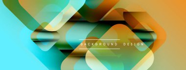 Soyut geometrik şekiller çakışıyor. Renkler harmanlanmış, yeşil, turuncu, kahverengi. Modern tasarım dinamik enerjiyi, pürüzsüz geçişleri çağrıştırıyor.