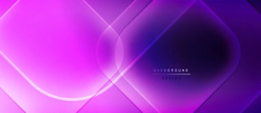 Soyut mor tasarım. Üst üste binen şekiller dinamik, ışıltılı bir etki yaratır. Dijital projeler için modern arkaplan.
