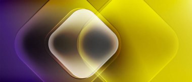 Soyut tasarım katmanlı kareler, canlı mor gradyan. Pürüzsüz geçişler modern, ışıltılı bir etki yaratır. Minimalist kompozisyon.