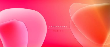 Soyut sıvı şekiller, canlı pembeler, portakallar modern arka plan oluşturur. Gradyan etkisi derinlik ve görsel ilgi ekler. Minimalist tasarım.
