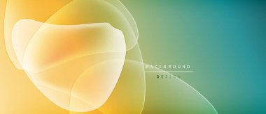 Soyut akışkan şekiller, sarıdan gök mavisi gradyanı. Modern tasarım elementleri yumuşak görsel doku oluşturur. Arkaplanda metin arkaplan, tasarım.