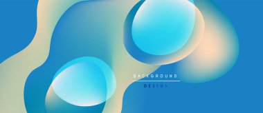 Soyut sıvı şekiller, mavi tonlar, bej aksanlar. Modern tasarım, pürüzsüz eğimler dinamik kompozisyon yaratır. Minimalist estetik.