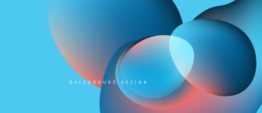Soyut arkaplan özellikleri üst üste binen daireler, gradyanlar. Mavi, turuncu ve koyu tonları işaret eder. Modern tasarım ögesi.