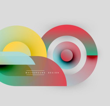 Soyut geometrik şekiller çakışıyor. Canlı renkler harmanlanarak, dinamik görsel efekt yaratır. Modern tasarım elementleri yenilik ve enerji öneriyor.