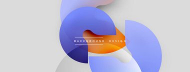 Soyut sıvı şekilleri örtüşür, dinamik görsel etki yaratır. Yumuşak gradyanlar mavi, turuncu ve beyaz renkleri harmanlarlar. Metin kaplamalı minimalist tasarım.