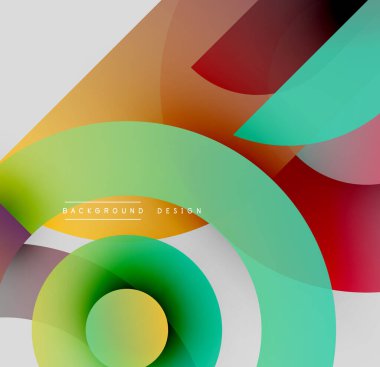 Soyut renkli şekiller dinamik görsel efektler yaratır. Yumuşak gradyanlar renkleri karıştırır, modern tasarım elementini oluşturur.