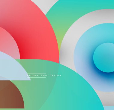 Soyut daireler örtüşüyor, canlı renk eğimleri yaratıyor. Yumuşak geçişli modern tasarım, basit şekiller, dinamik kompozisyon.