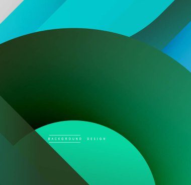 Soyut geometrik şekiller örtüşüyor, dinamik deniz mavisi ve yeşil eğimler yaratıyor. Özgeçmiş ve sunumlar için uygun minimalist tasarım.
