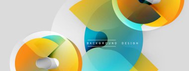 Soyut tasarım, üst üste binen daireler, canlı renkler, düzgün eğimler. Arka planlar ve sunumlar için modern estetik.