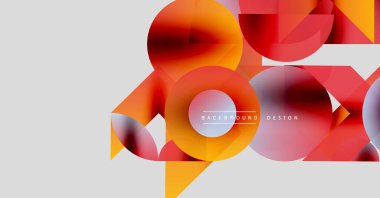 Soyut geometrik şekiller, canlı renkler, modern tasarım. Üst üste binen daireler arka planlar için uygun dinamik bileşim oluşturur.