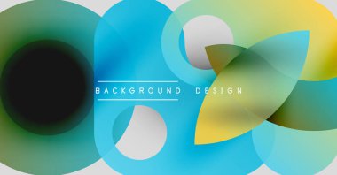 Soyut renkli şekiller dinamik görsel efektler yaratır. Gradyan renkleri pürüzsüz, modern tasarım ögesine karışıyor.