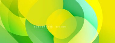 Soyut canlı katmanlar örtüşüyor. Yeşil, sarı renkler dinamik görsel akış yaratır. Arkaplan ve sunumlar için uygun modern tasarım.