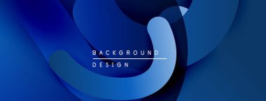 Soyut mavi şekiller modern arkaplan oluşturarak örtüşüyor. Yumuşak eğimler derinlik, tasarım dinamik ve temiz hissettiriyor..
