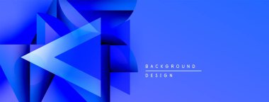 Soyut mavi geometrik şekiller dinamik arkaplan yaratır. Gradyan tonlar, dijital tasarımlar için uygun modern görsel cazibe sunar.