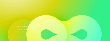 Soyut eğim arkaplanı. Sarı, yeşil renkler düzgün bir şekilde harmanlanır. Üst üste binen şekiller dinamik görsel efekt yaratır. Modern tasarım ögesi.