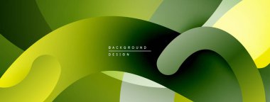 Soyut sıvı şekilleri, canlı yeşiller, sarılar dinamik bir zemin oluşturur. Yumuşak eğimler, modern tasarım elementleri mevcut.