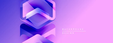 Soyut mor tasarım. Geometrik şekiller üst üste binerek katmanlı etki yaratır. Arkaplan derinlik katar, modern his katar.