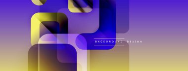 Soyut geometrik şekiller örtüşür, canlı bir değişim etkisi yaratır. Mor, altın renkleri kompozisyona hakim. Modern tasarım ögesi.