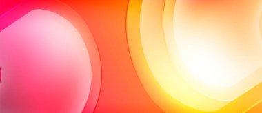 Soyut gradyanlar, canlı renkler karışımı. Dairesel şekiller örtüşüyor, dinamik görsel etki yaratıyor. Sıcak tonlar kompozisyona hakim.