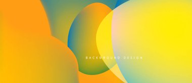 Soyut akışkan şekiller harmanlanarak, canlı bir arkaplan oluşturur. Sarılar, portakallar, yeşiller kompozisyona hakim. Modern tasarım ögesi.