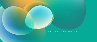 Soyut renkli arkaplan. Üst üste binen daireler canlı bir değişim etkisi yaratır. Teal, mavi, turuncu renkler kompozisyona hakim. Modern tasarım ögesi.