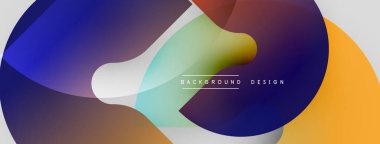 Soyut renkli şekiller çakışıyor. Gradyan renkler dinamik görsel efekt yaratır. Modern tasarım elementleri yaratıcılığı, akıcılığı önerir.
