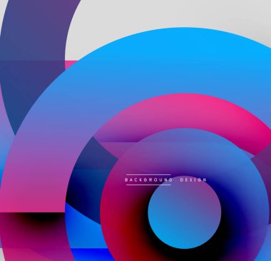Soyut renkli çemberler dinamik görsel efektler yaratıyor. Gradyan gölgeler harmanlanır, modern arkaplan tasarımı oluşturulur.