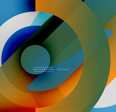 Soyut daireler örtüşüyor, canlı renk eğimleri yaratıyor. Modern tasarım pürüzsüz geçişler, dinamik bileşimler içerir.