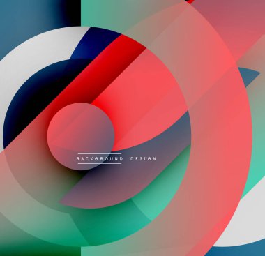 Soyut daireler örtüşüyor, canlı renk eğimleri yaratıyor. Modern tasarım dinamik şekiller, pürüzsüz geçişler içerir.
