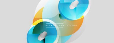 Soyut şekiller, canlı renkler, pürüzsüz gradyanlar modern tasarım yaratır. Işık arkaplanı görsel çekiciliği, basit zarafeti arttırır.