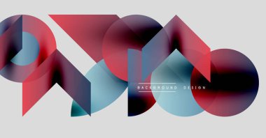 Soyut şekiller örtüşüyor, canlı renk değişimleri yaratıyor. Modern tasarım elementleri, arka planlar için uygun dinamik bileşim önerir.