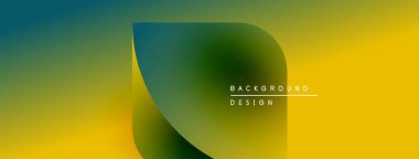 Soyut eğim arkaplanı. Pürüzsüz renk değişimi, maviden sarıya. Merkezi şekil görsel ilgi ekler, mevcut olan basit metin örtüsü.