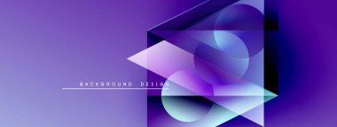 Soyut mor dizayn, üst üste binen şekiller, gradyanlar. Metin elementleriyle modern estetik. Minimalist kompozisyon, dinamik görsel etki.